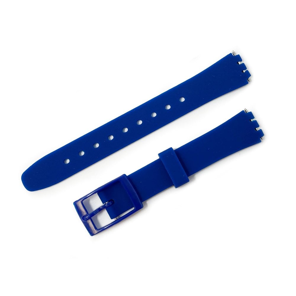 Swatch Style Silicone Watch Strap (12mm Notches), Dark Blue