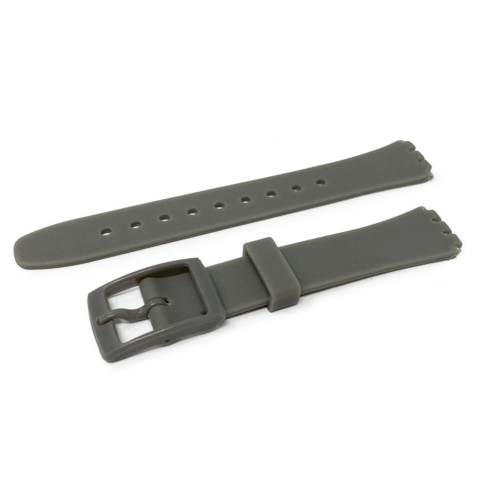 Swatch Style Silicone Watch Strap (12mm Notches), Grey