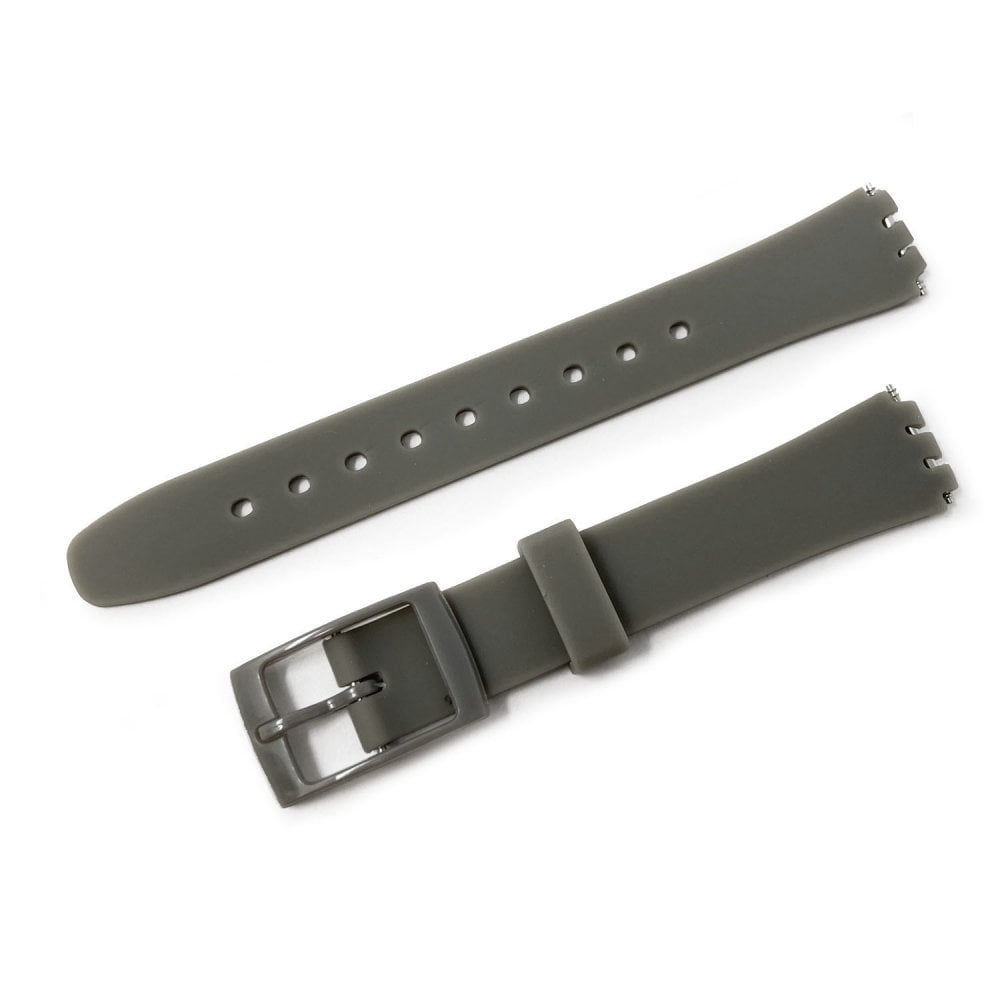 Swatch Style Silicone Watch Strap (12mm Notches), Grey