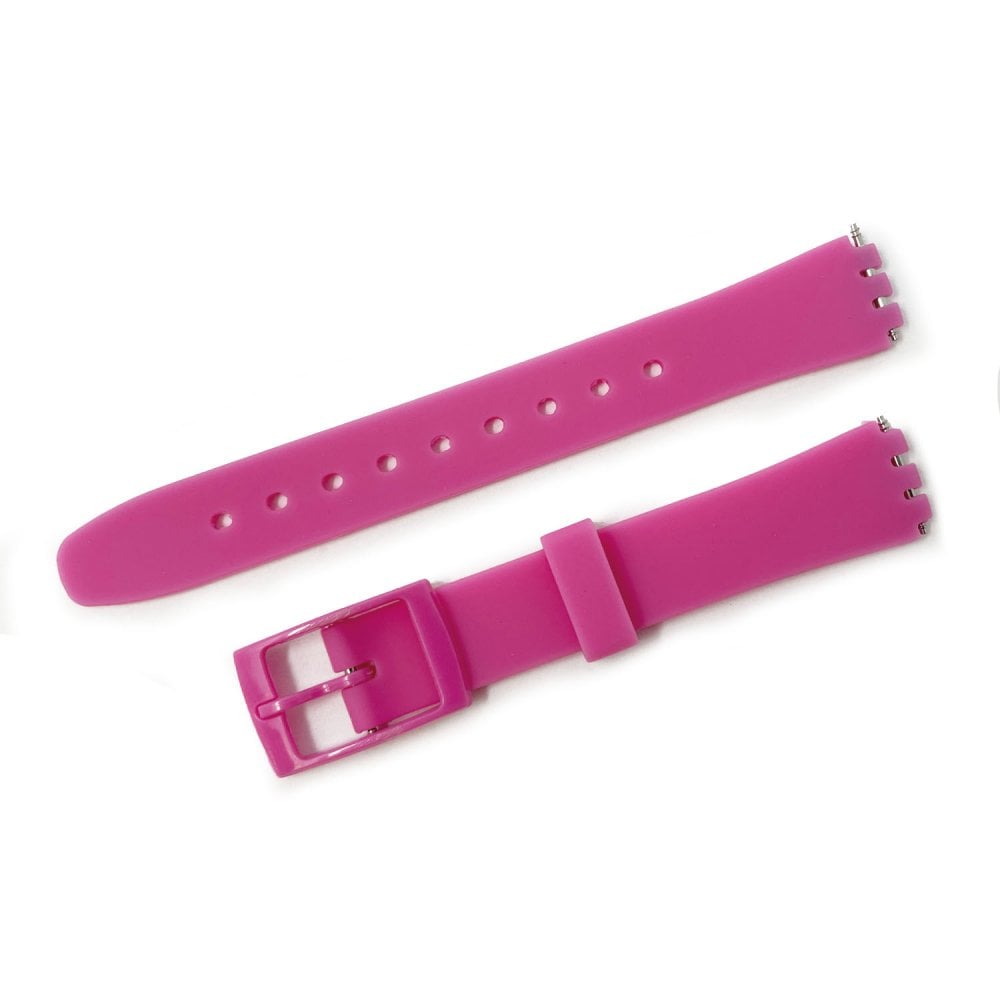 Swatch Style Silicone Watch Strap (12mm Notches), Bubblegum Pink