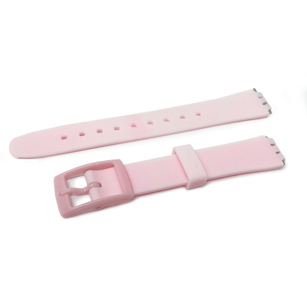 Swatch Style Silicone Watch Strap (12mm Notches), Pastel Pink