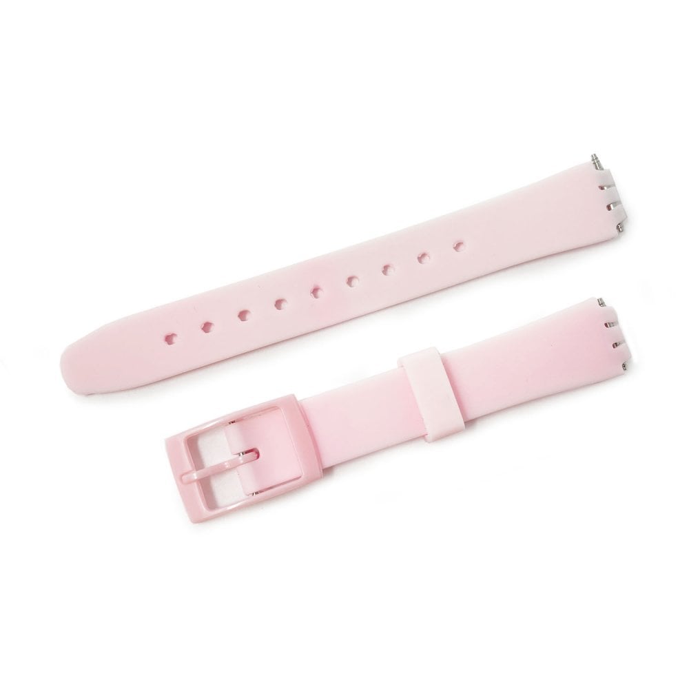 Swatch Style Silicone Watch Strap (12mm Notches), Pastel Pink