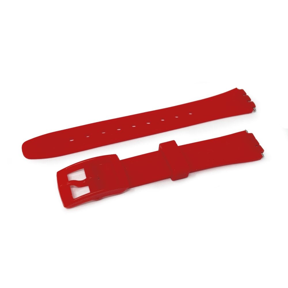 Swatch Style Silicone Watch Strap (12mm Notches), Red