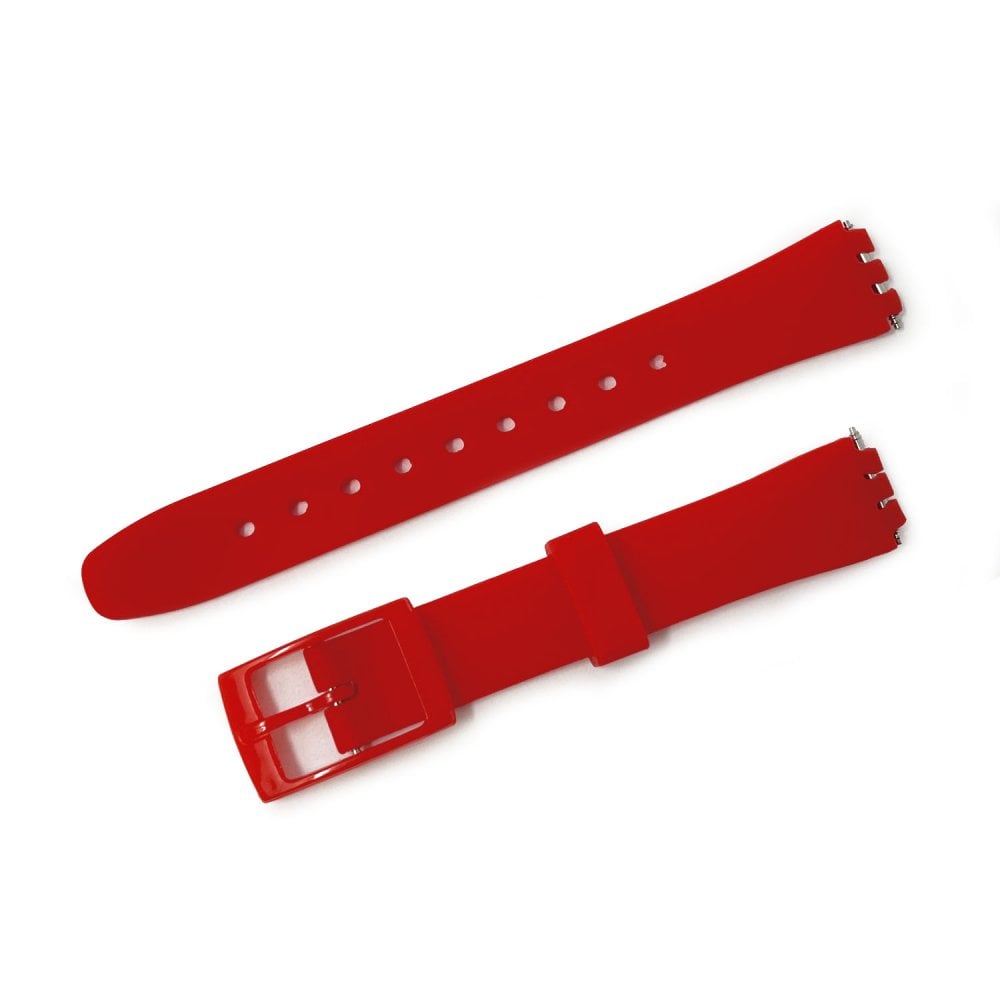 Swatch Style Silicone Watch Strap (12mm Notches), Red