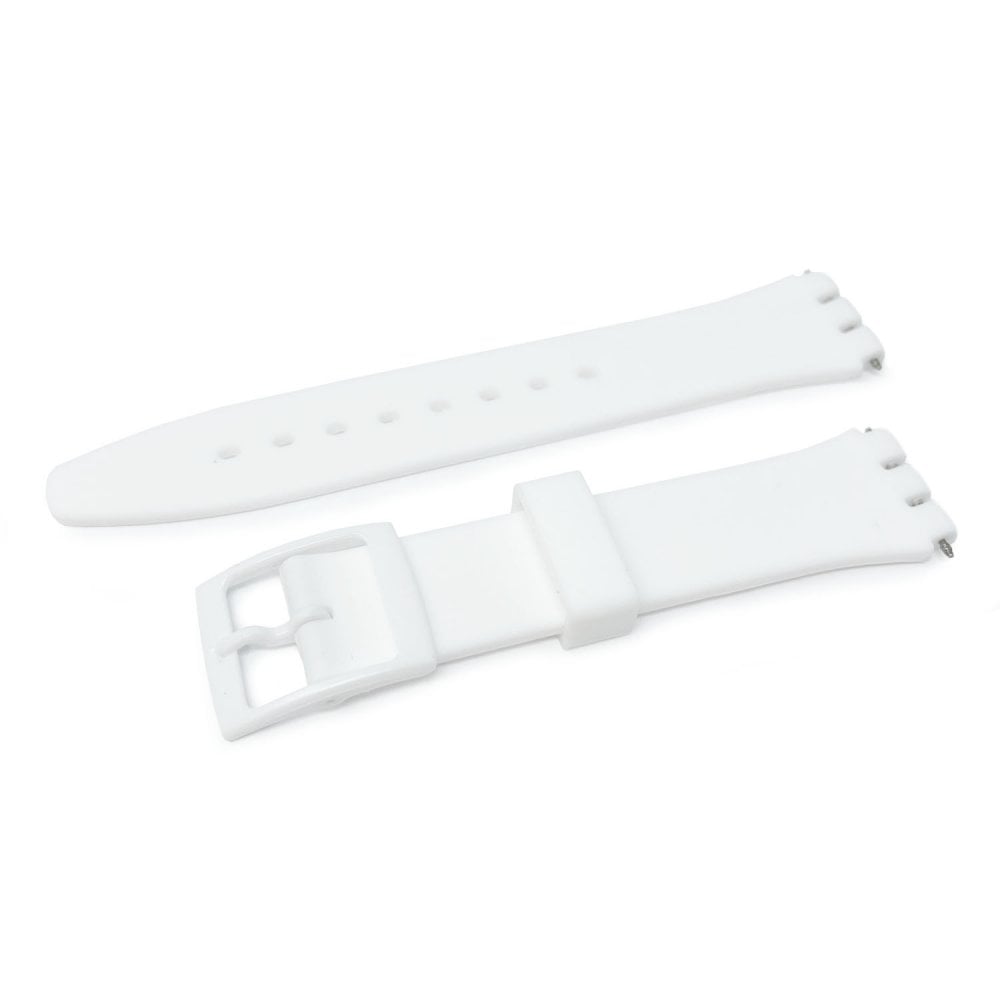 Swatch Style Silicone Watch Strap (12mm Notches), White