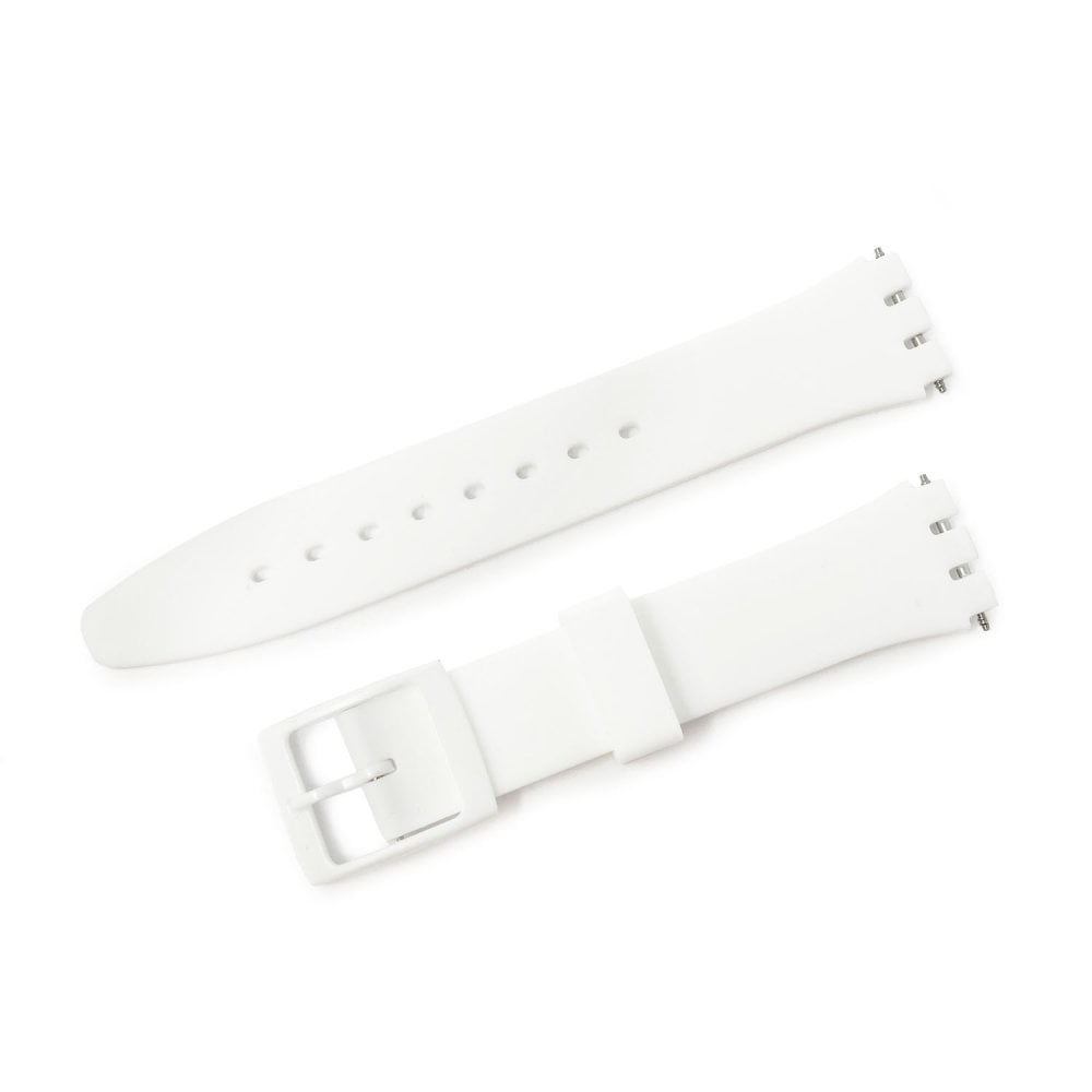 Swatch Style Silicone Watch Strap (12mm Notches), White