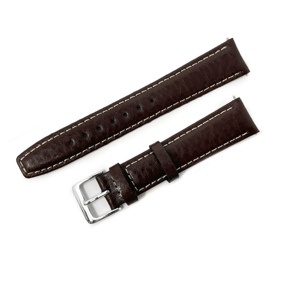 Dark Brown Leather Buffalo Grain Watch Strap