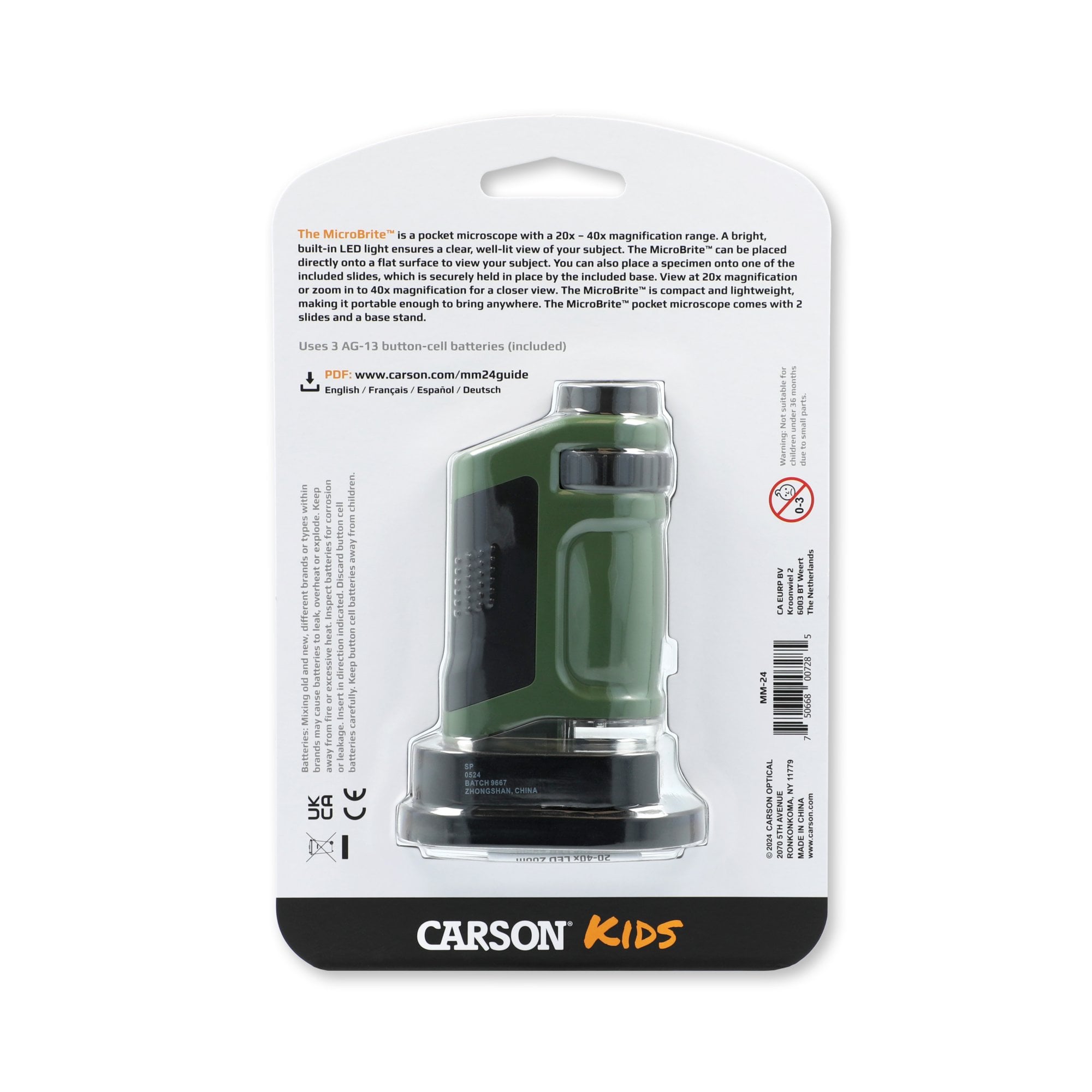 Carson MicroBrite 20x-40x LED Lighted Microscope