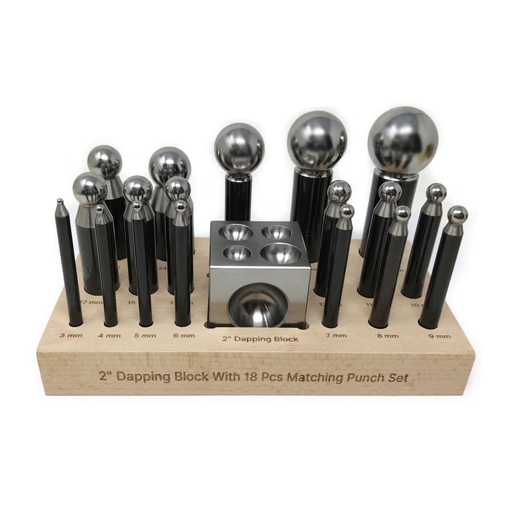 18 Piece Dapping Punch Set and 2" Block