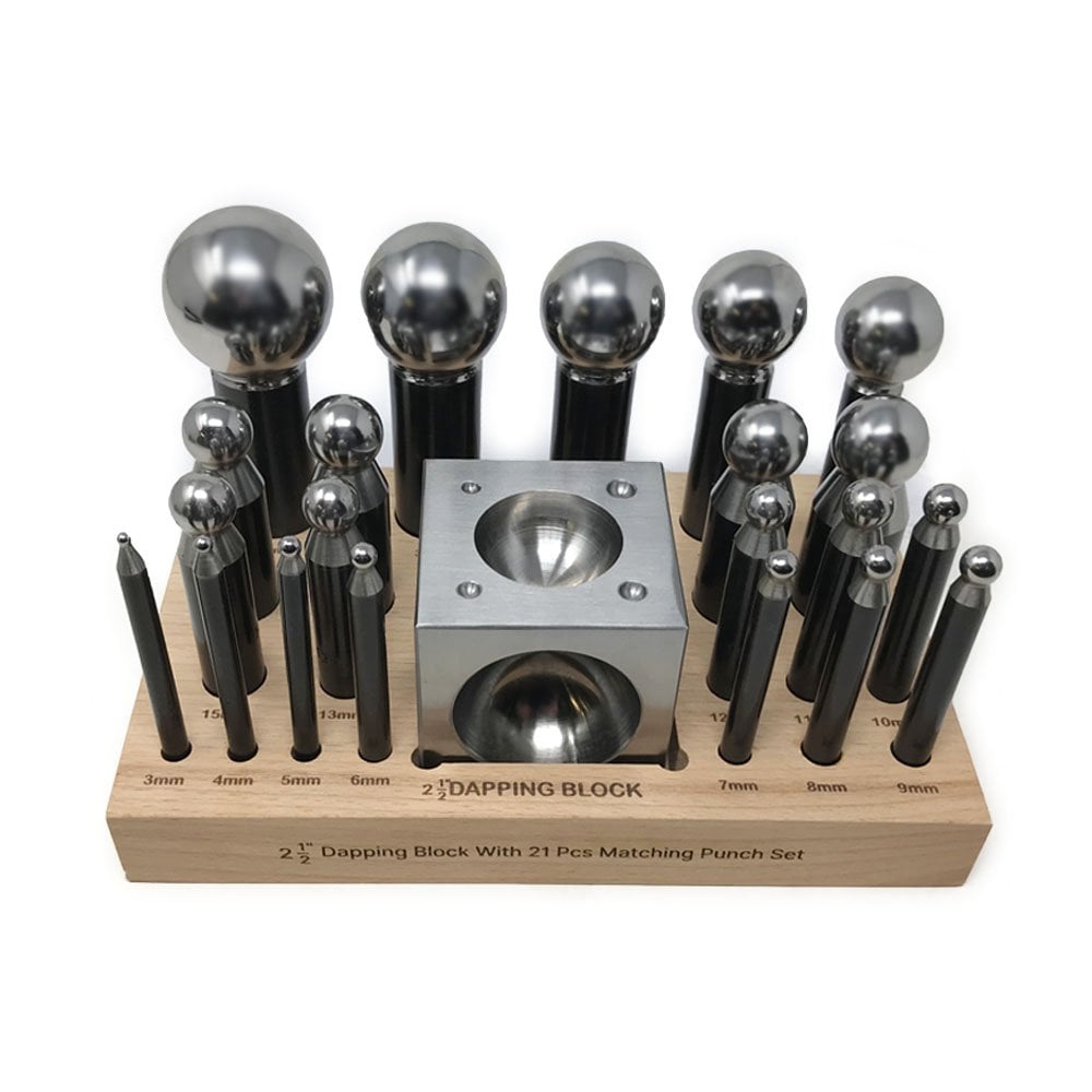 21 Piece Dapping Punch Set and 2.5" Block