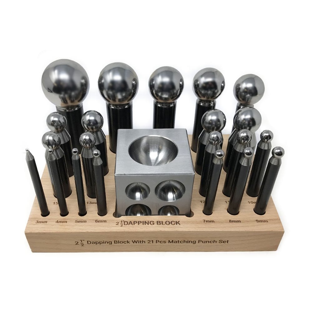 21 Piece Dapping Punch Set and 2.5" Block
