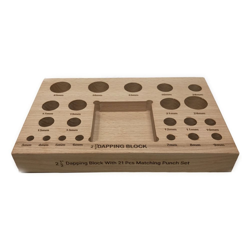 21 Piece Dapping Punch Set and 2.5" Block