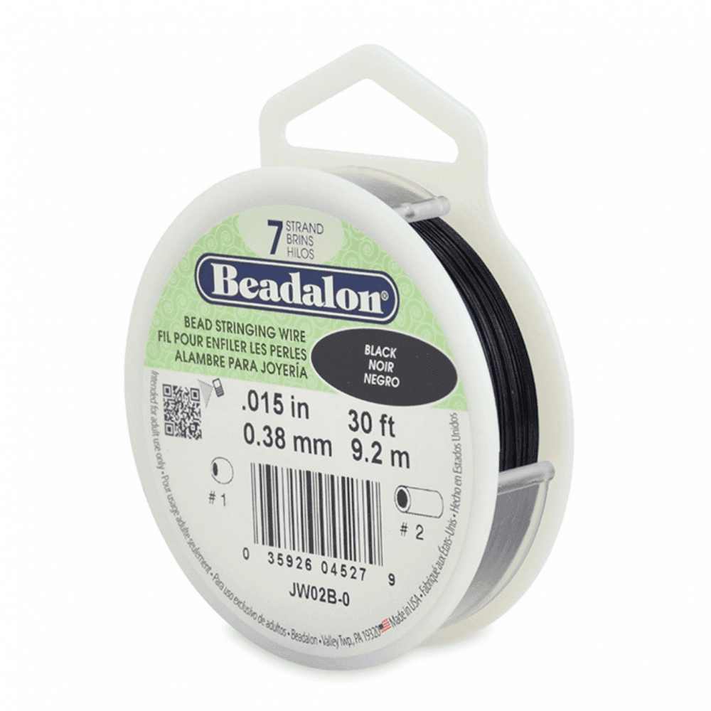 Beadalon 7 Strand Beading Wire 30ft Black - Choose Thickness