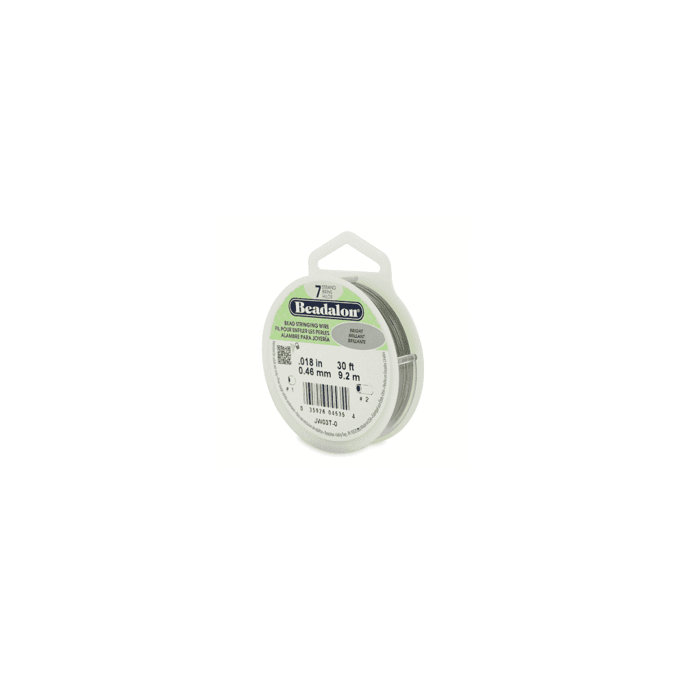 Beadalon 7 Strand Beading Wire 30ft Bright - Choose Thickness