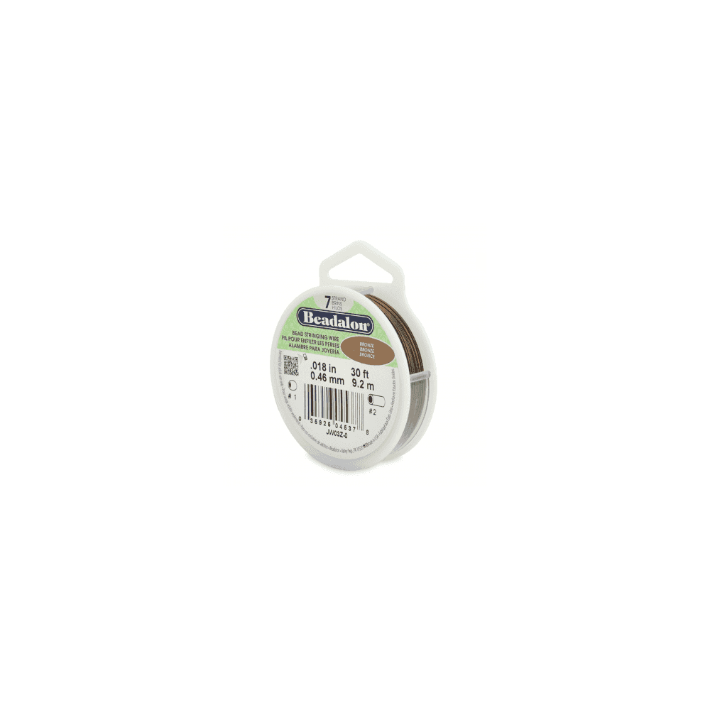 Beadalon 7 Strand Beading Wire 30ft Bronze - Choose Thickness