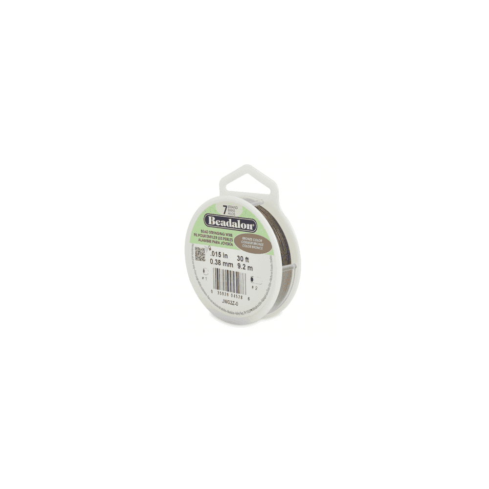 Beadalon 7 Strand Beading Wire 30ft Bronze - Choose Thickness