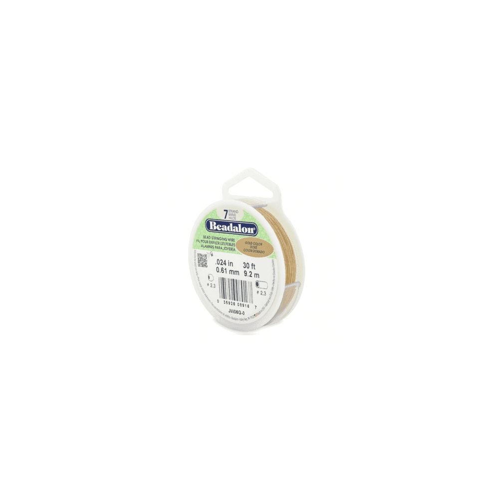 Beadalon 7 Strand Beading Wire 30ft Gold - Choose Thickness