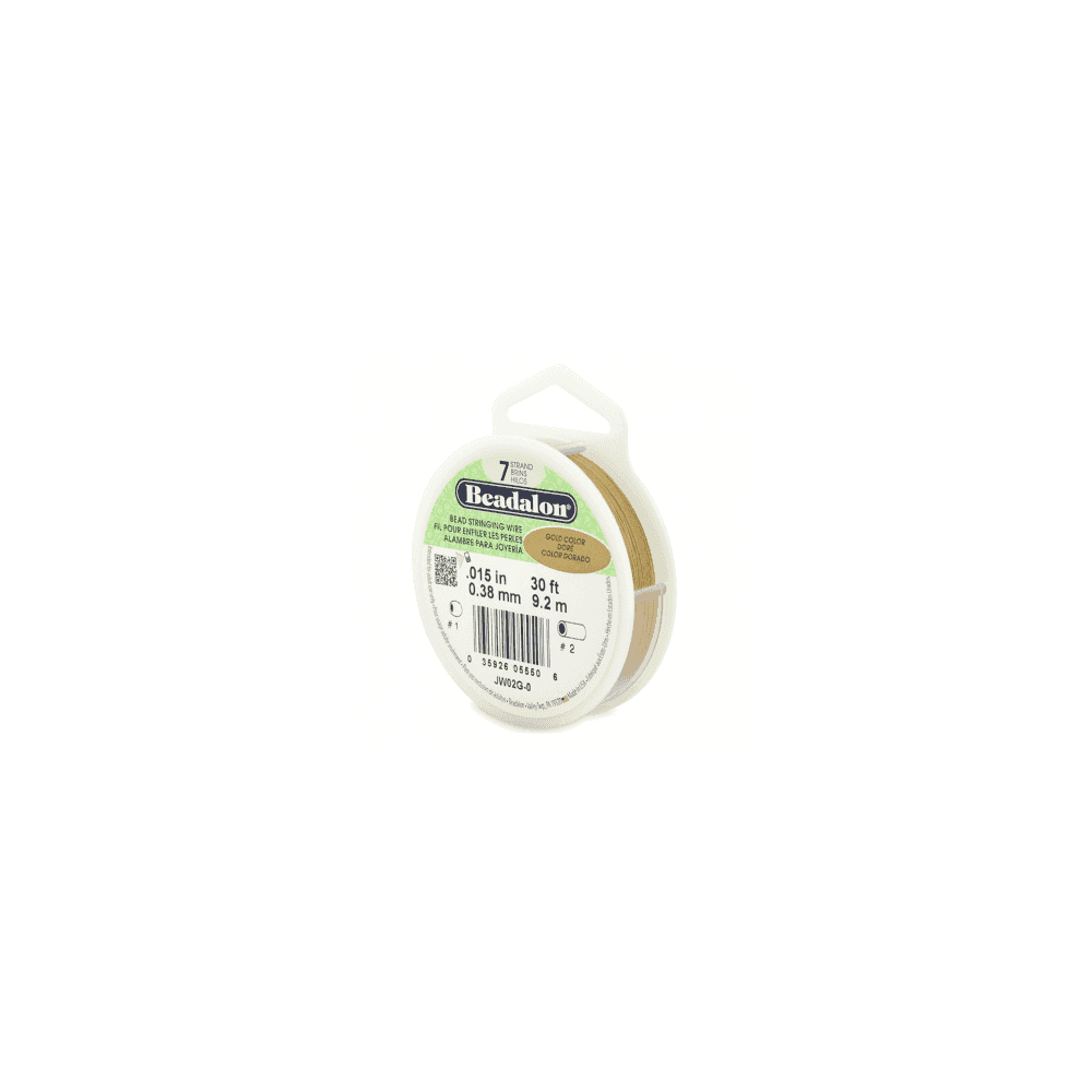 Beadalon 7 Strand Beading Wire 30ft Gold - Choose Thickness