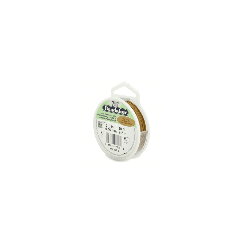 Beadalon 7 Strand Beading Wire 30ft Satin Gold - Choose Thickness