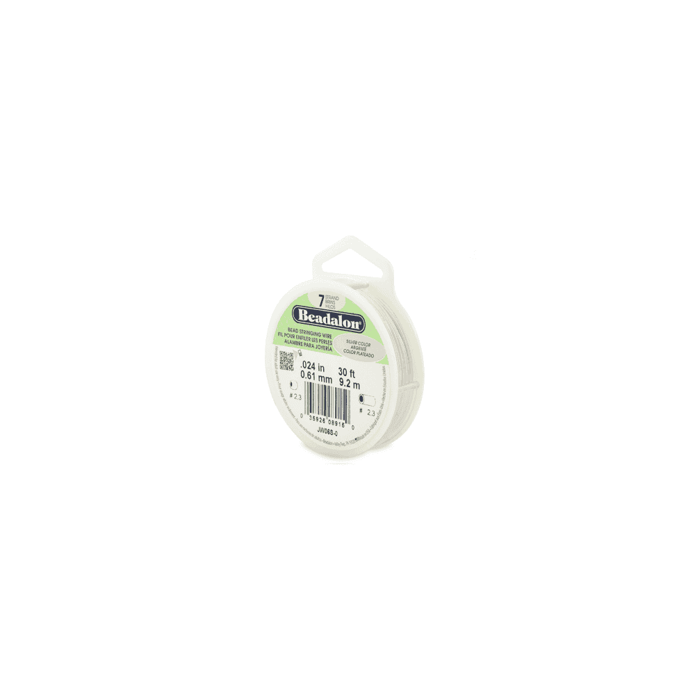 Beadalon 7 Strand Beading Wire 30ft Silver - Choose Thickness