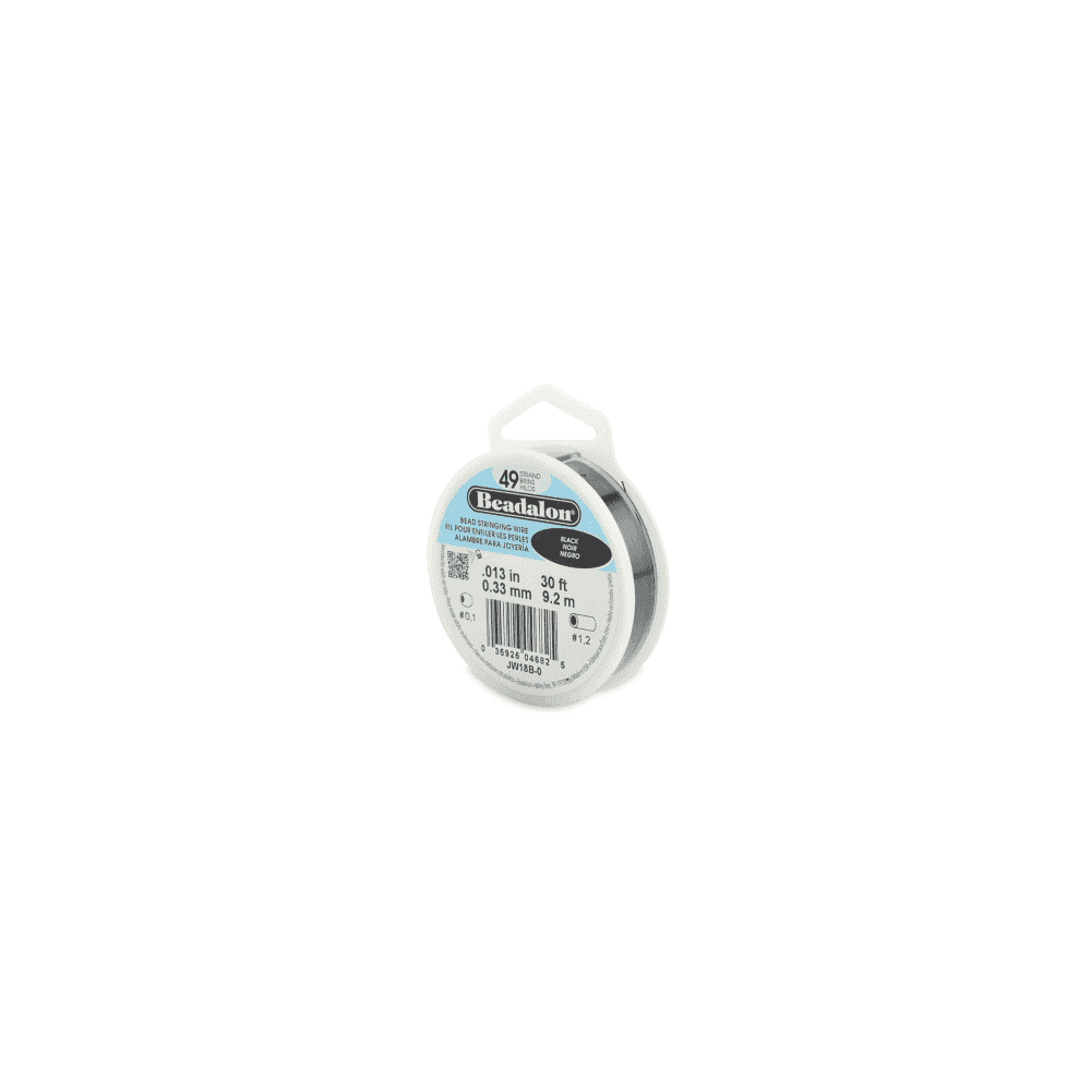 Beadalon 49 Strand Beading Wire 30ft Black - Choose Thickness