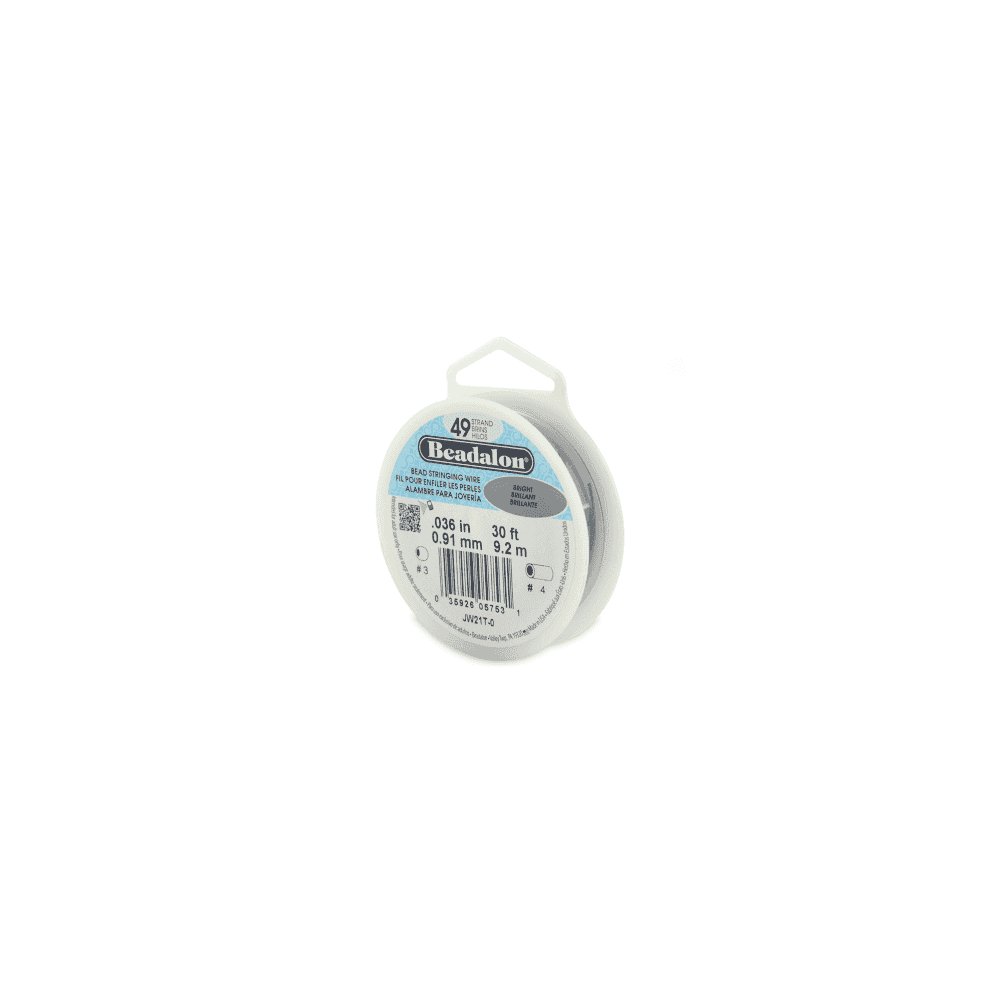 Beadalon 49 Strand Beading Wire 30ft Bright - Choose Thickness