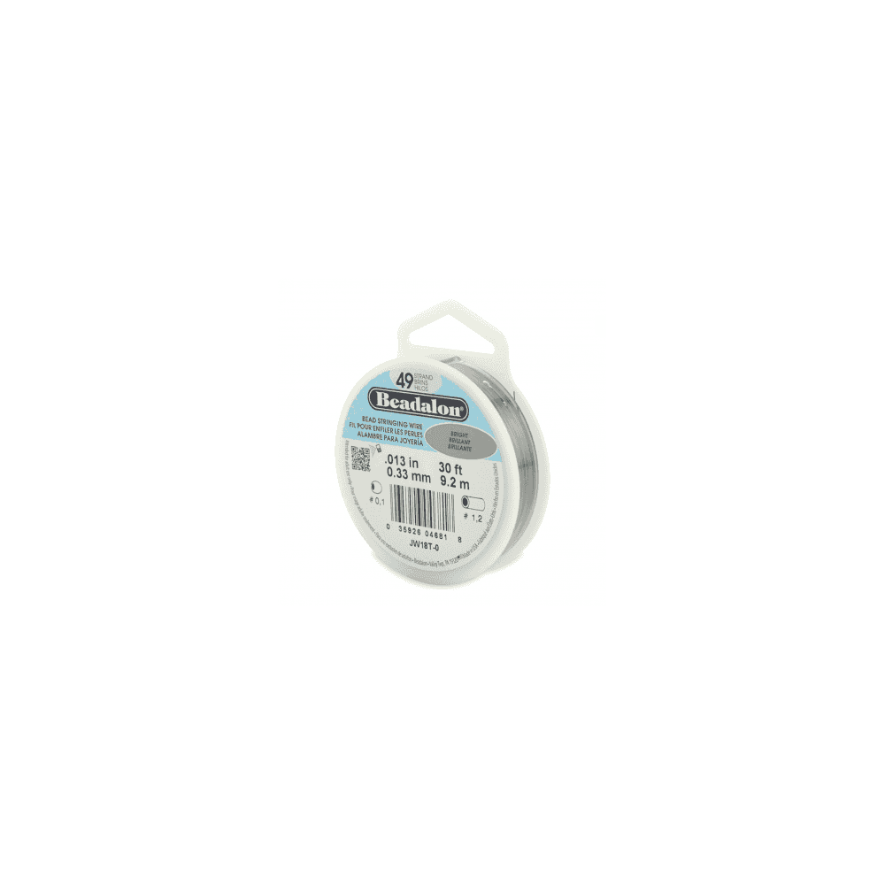 Beadalon 49 Strand Beading Wire 30ft Bright - Choose Thickness