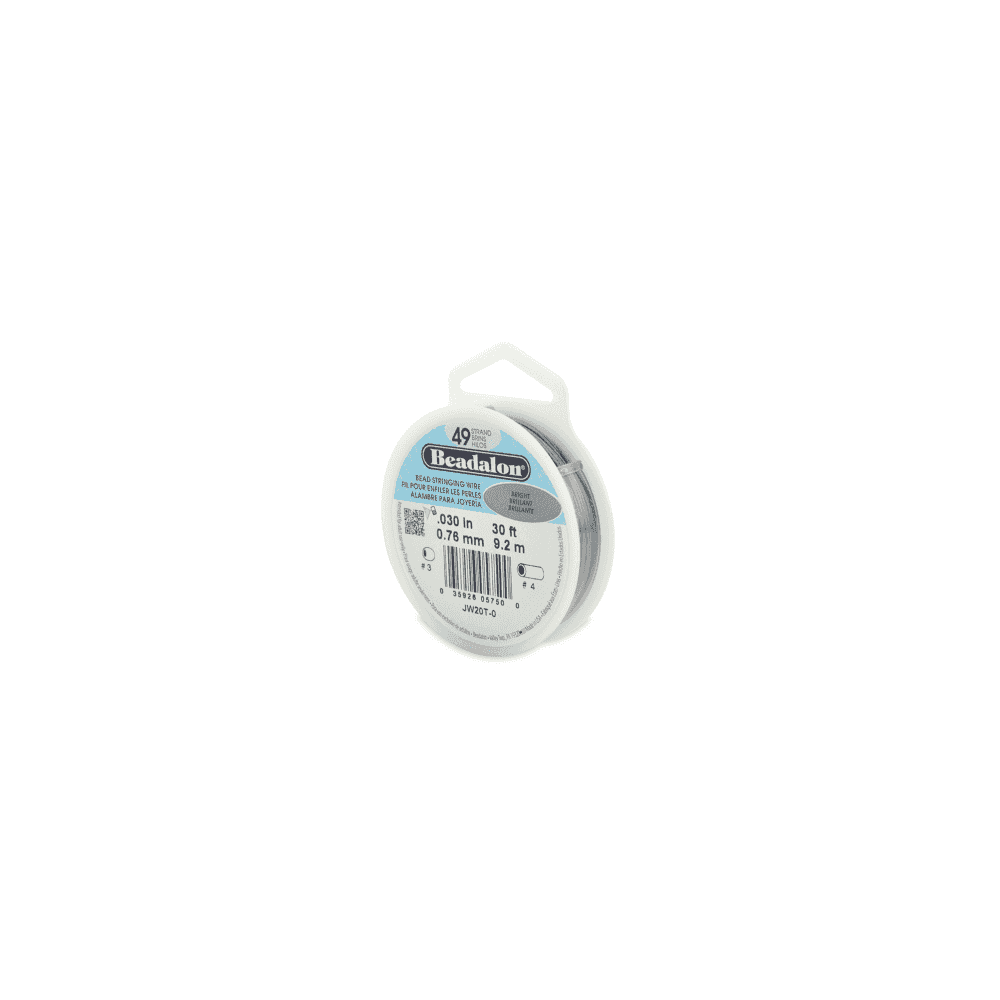 Beadalon 49 Strand Beading Wire 30ft Bright - Choose Thickness