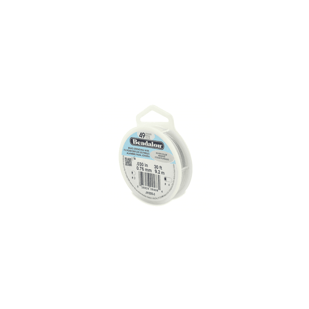 Beadalon 49 Strand Beading Wire 30ft Silver - Choose Thickness