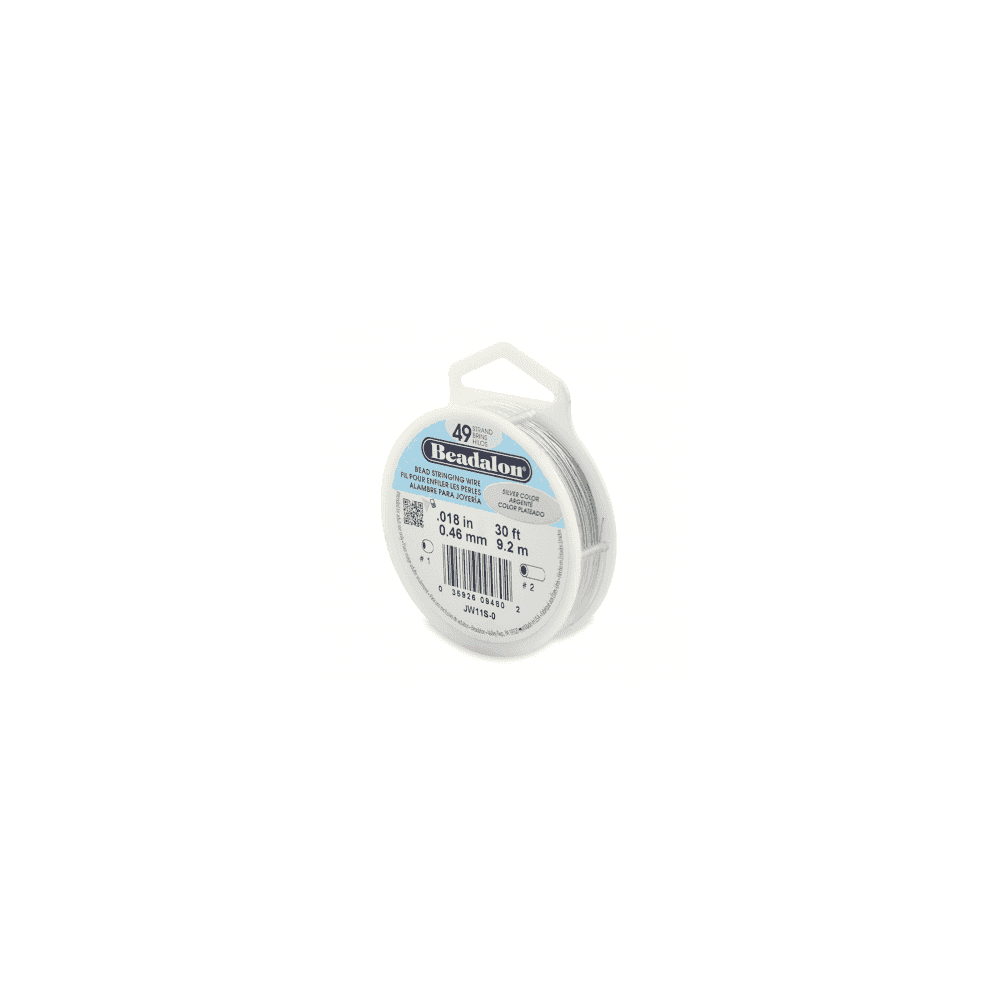 Beadalon 49 Strand Beading Wire 30ft Silver - Choose Thickness