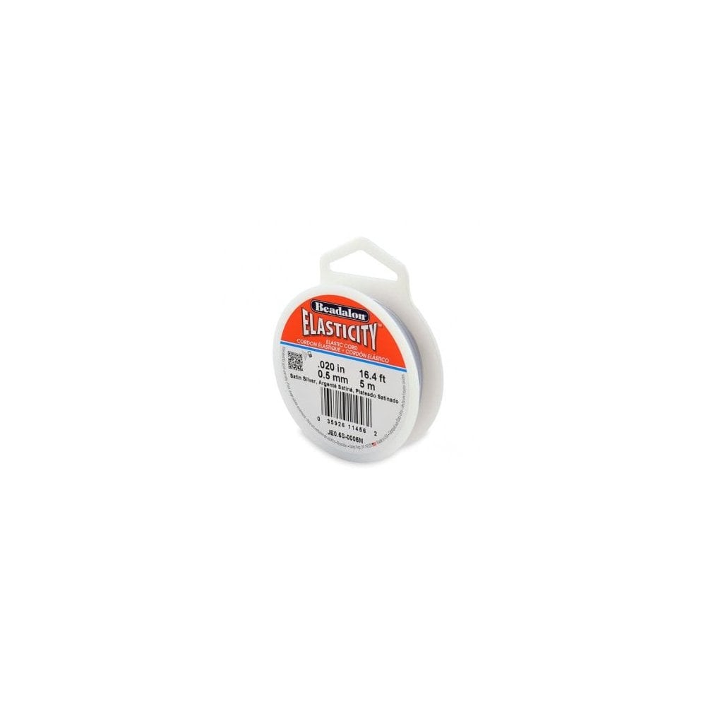 Beadalon Elasticity Elastic Bead Cord 5m, Satin Silver