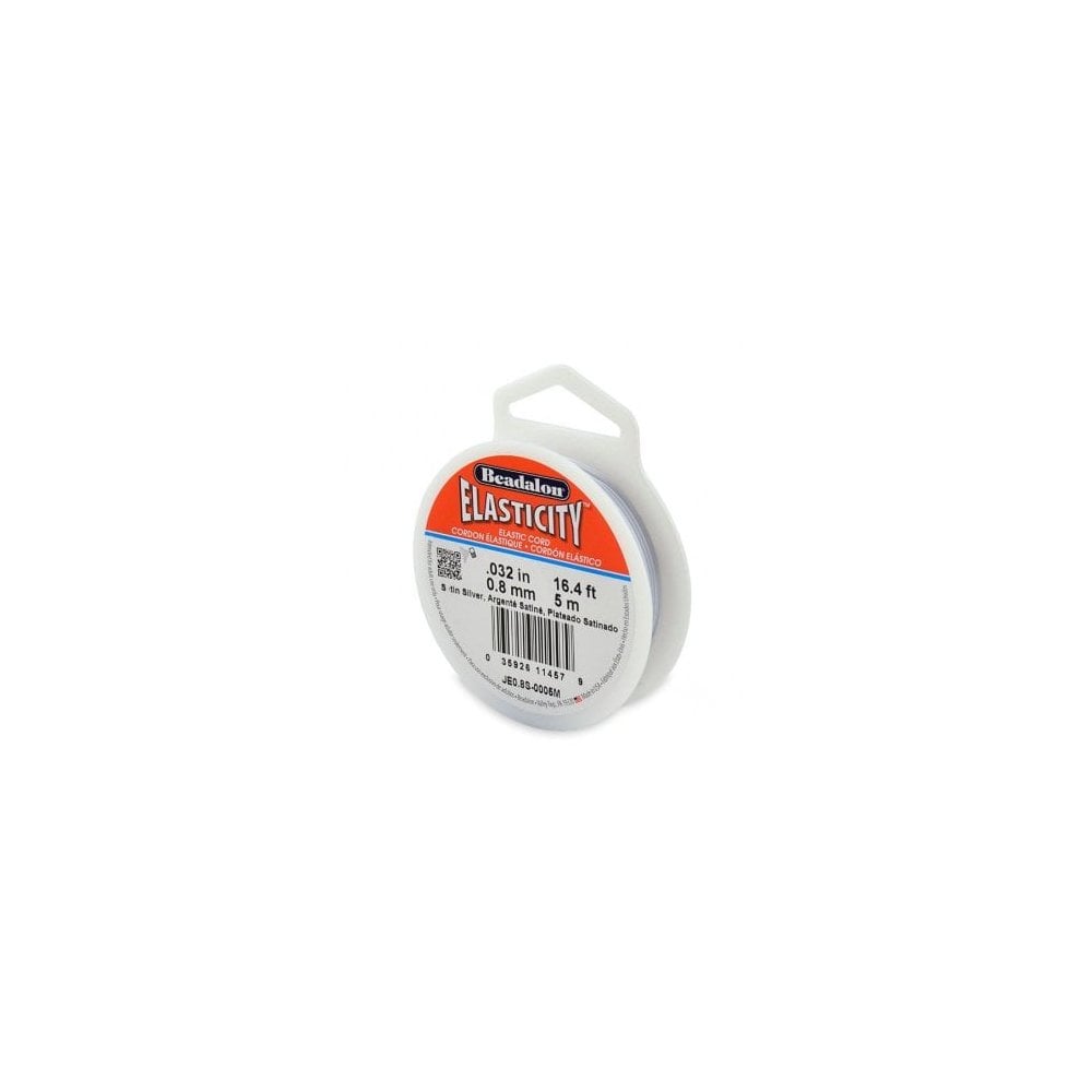 Beadalon Elasticity Elastic Bead Cord 5m, Satin Silver