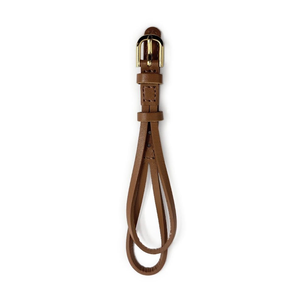 Light Brown Leather Cordette Watch Strap with Gold Plated Buckle