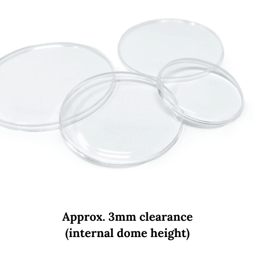 Domed Plastic Watch Glass Replacement 19mm - 30mm Range