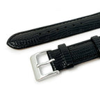 Tejus High Shine Padded Leather Watch Strap, Black