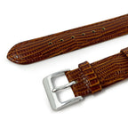 Tejus High Shine Padded Leather Watch Strap, Dark Brown