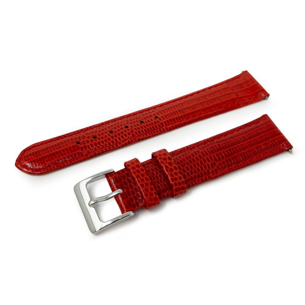 Tejus High Shine Leather Watch Strap, Red
