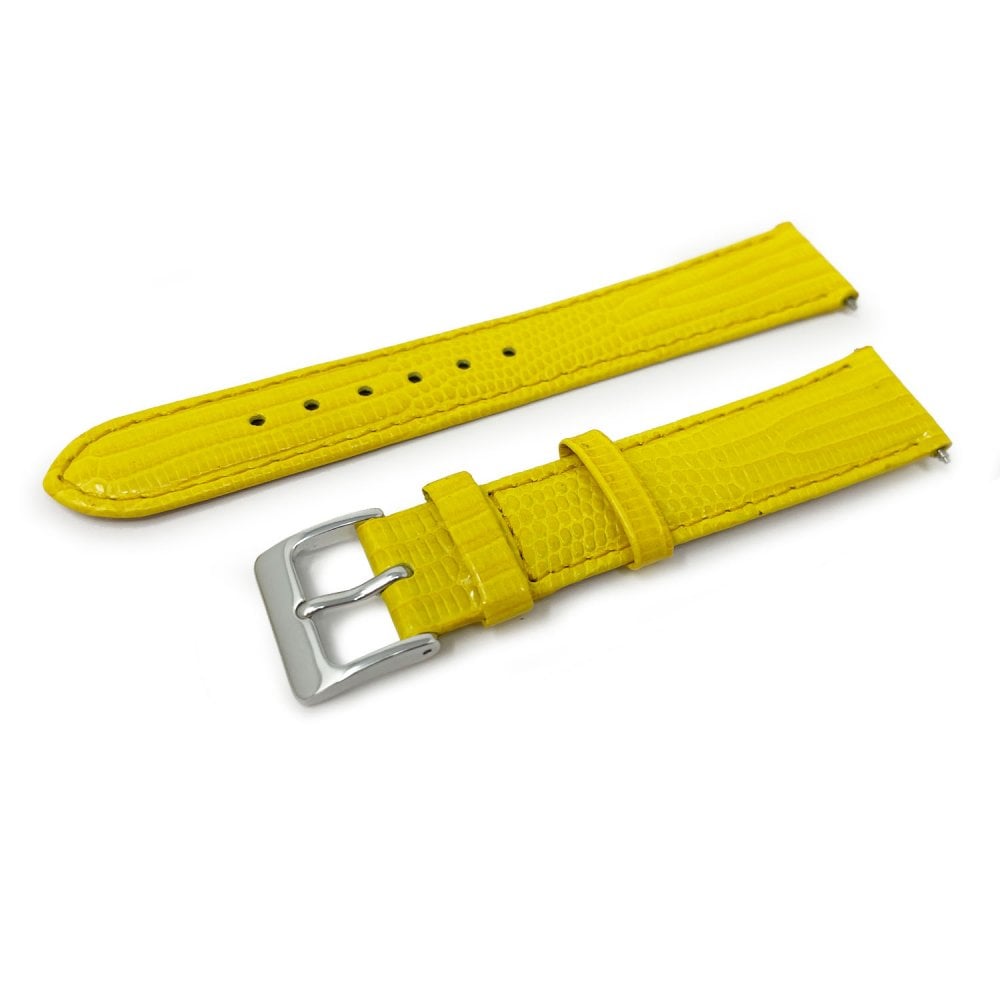 Tejus High Shine Leather Watch Strap, Yellow
