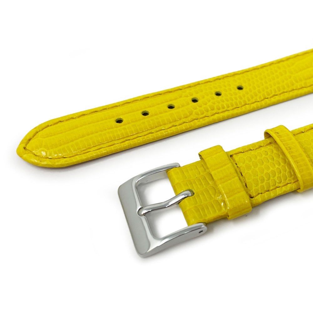 Tejus High Shine Leather Watch Strap, Yellow