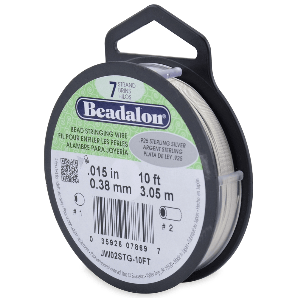 Beadalon 7 Strand Beading Wire 10ft .925 Sterling Silver - Choose Thickness