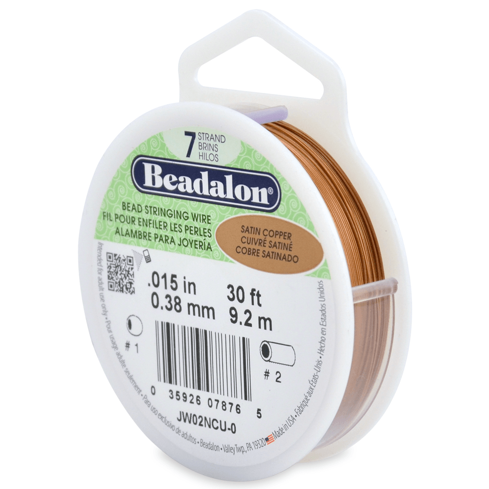 Beadalon 7 Strand Beading Wire 30ft Satin Copper - Choose Thickness