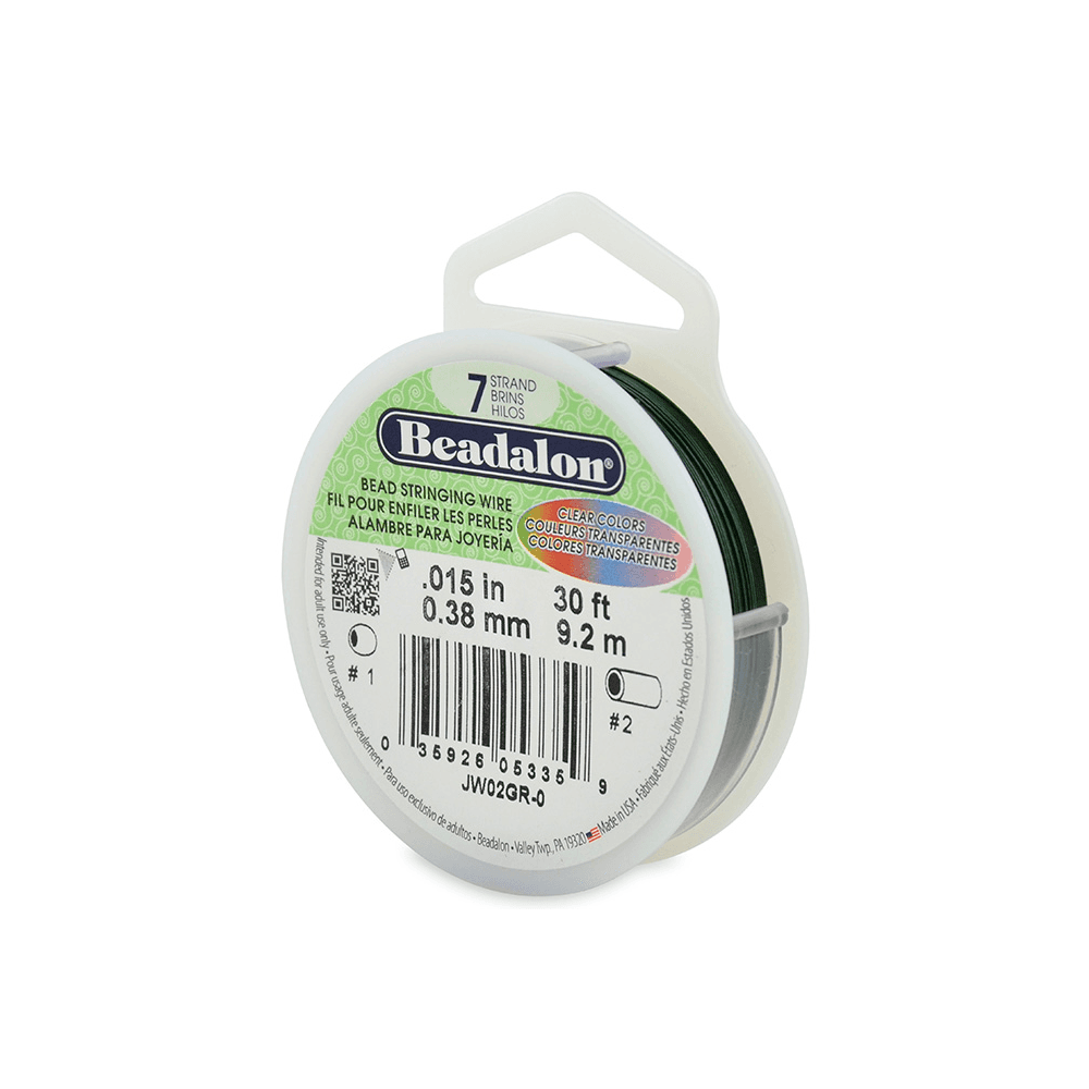 Beadalon 7 Strand Beading Wire 30ft Green .015"