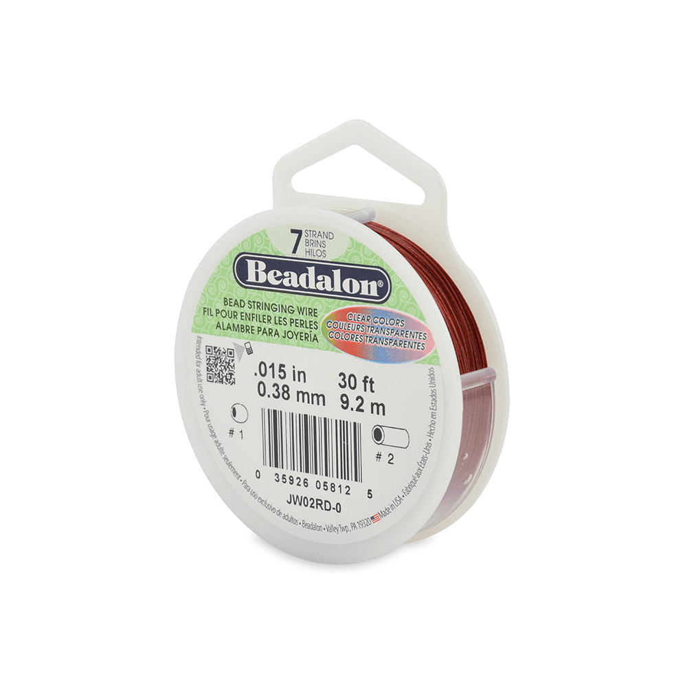 Beadalon 7 Strand Beading Wire 30ft Red .015"