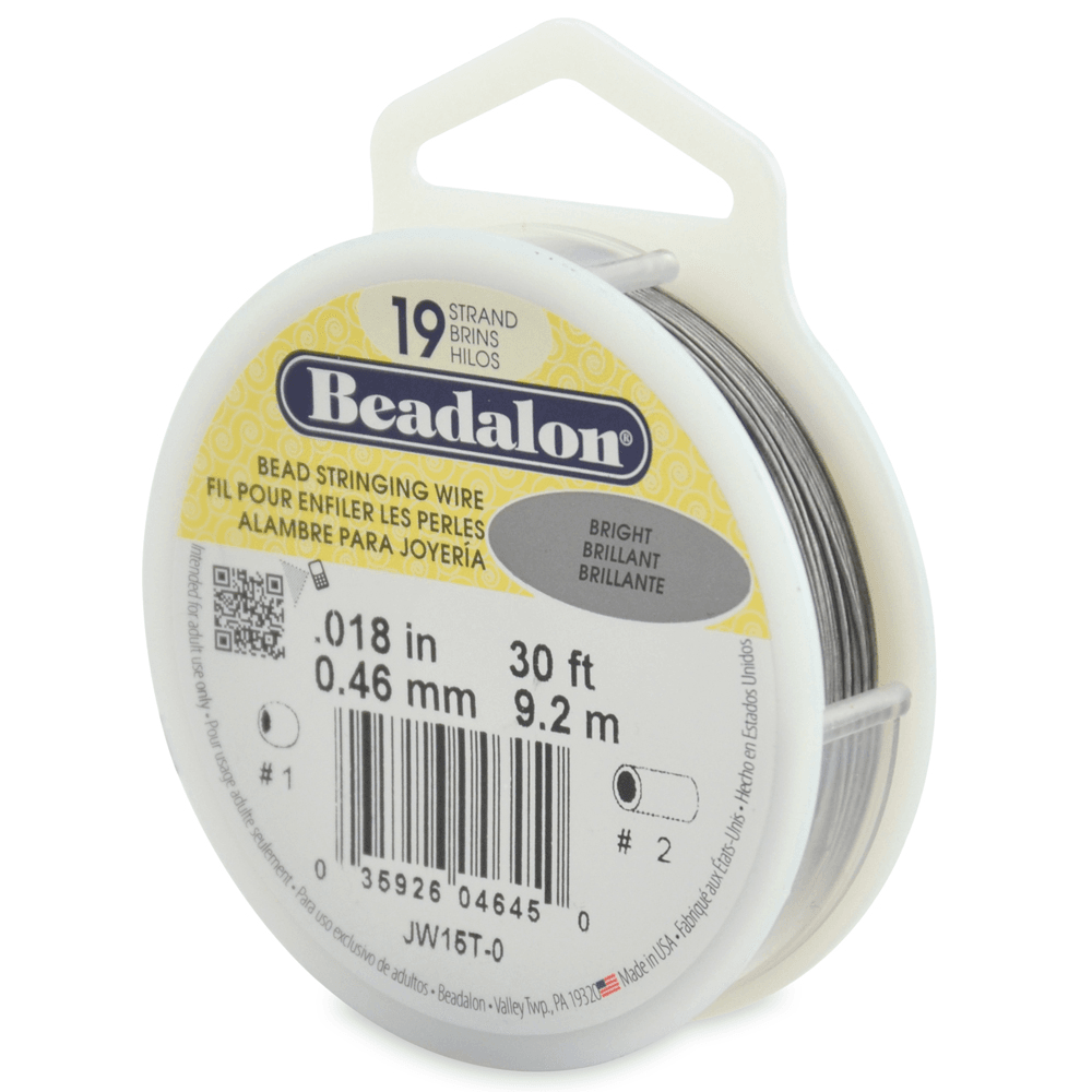 Beadalon 19 Strand Beading Wire 30ft Bright - Choose Thickness