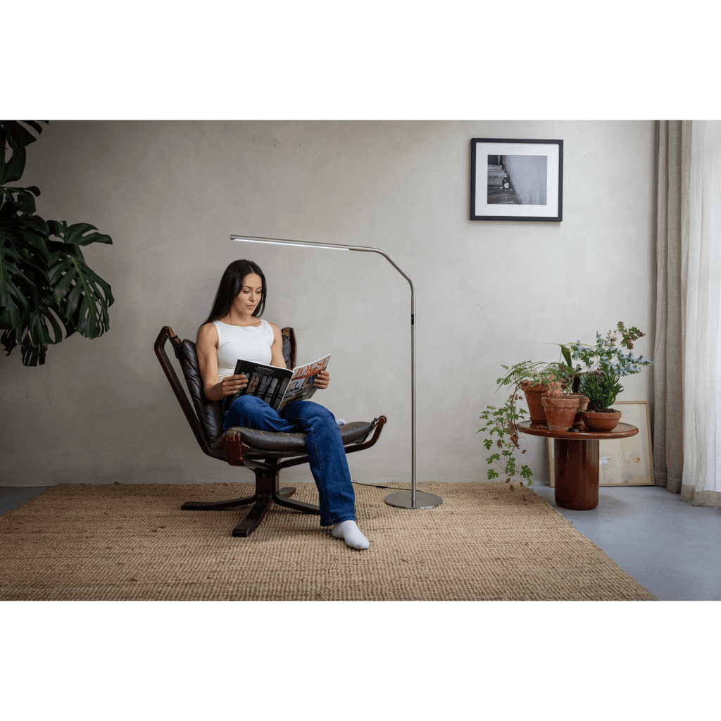 Slimline 4 Floor Lamp Brushed Steel