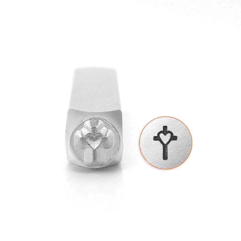 ImpressArt Cross with Heart Design Stamp, 6mm