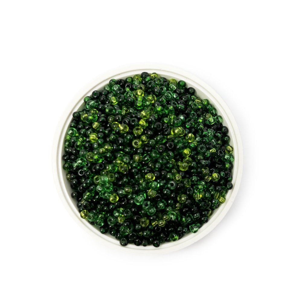 Seed Beads 10/0 - Transparent Green Mix