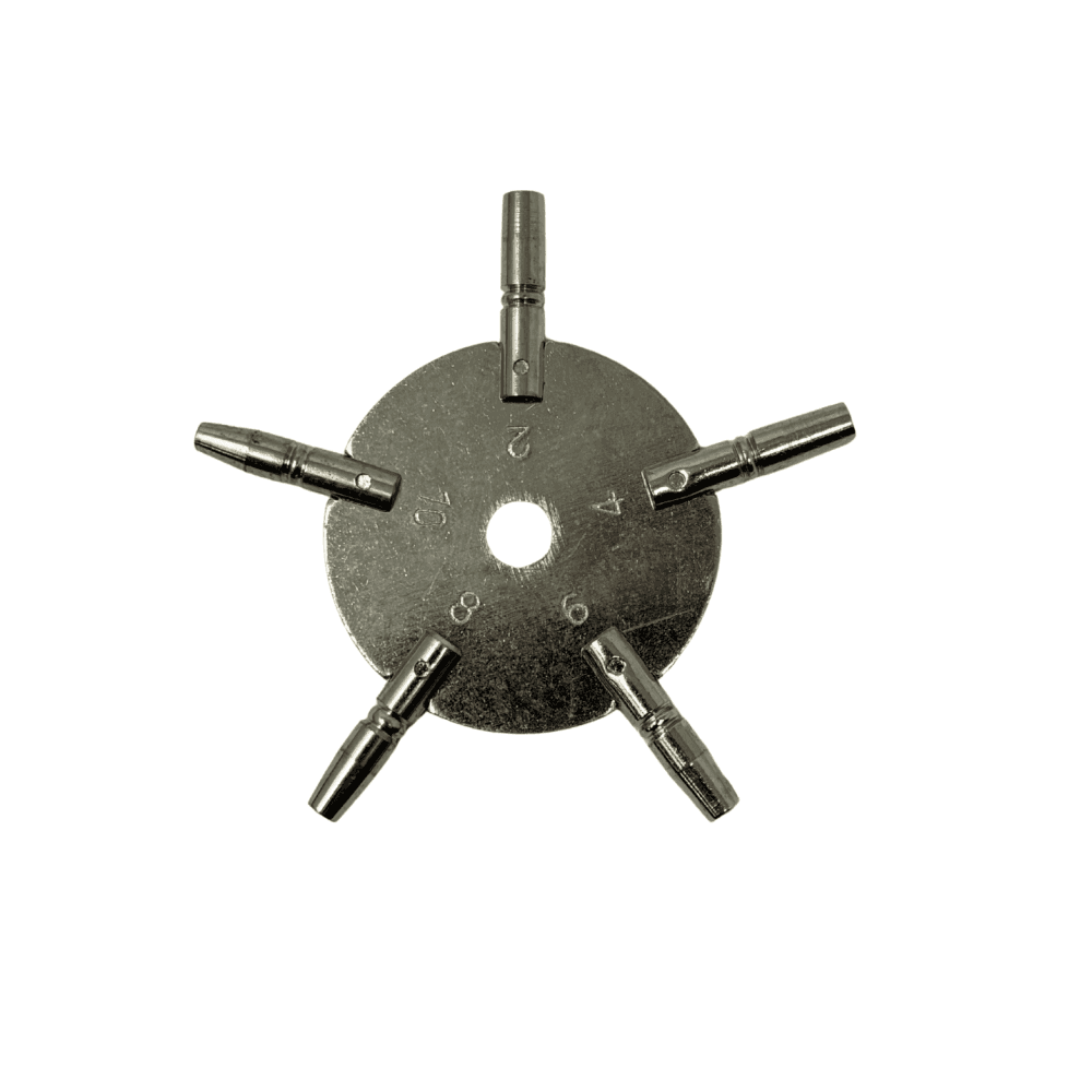 Nickelled Clock Key Spider Sizes 2-10