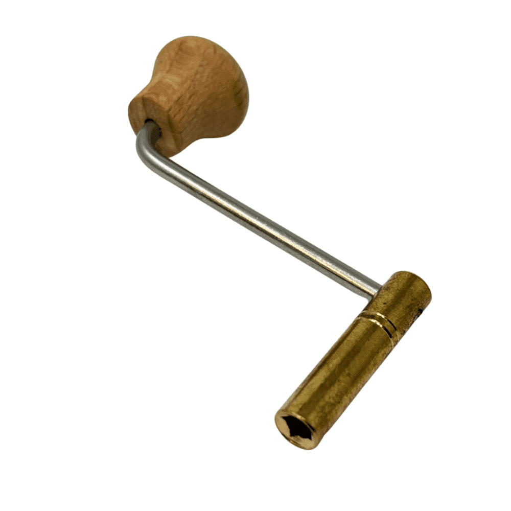 Brass Clock Crank Key with Wooden Handle - Choose Size