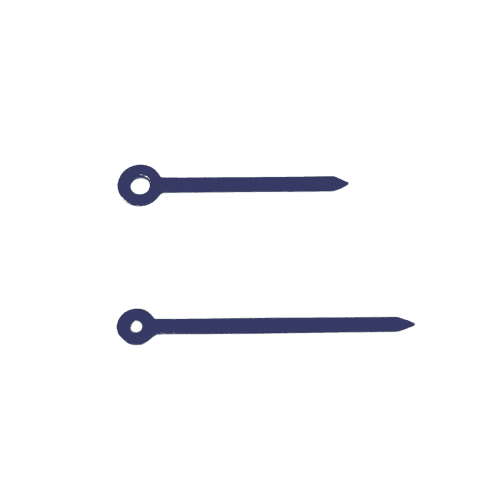 Pair of Baton Watch Hands (Min 0.70, Hr 1.20) - Choose Size and Colour